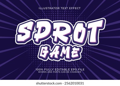 Sport Game editable text effect with 3d style. Text emblem for advertising, branding, business logo