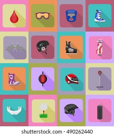 sport game equipment flat icons illustration isolated on background
