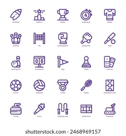 Sport and Game icon pack for your website, mobile, presentation, and logo design. Sport and Game icon basic gradient line design. Vector graphics illustration and editable stroke.
