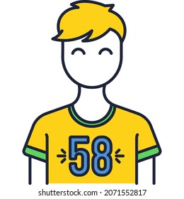 Sport game player flat vector icon isolated on white background. Basketball, soccer, american football or badminton man character team participant avatar