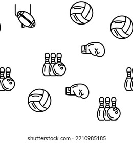 Sport Game Sportsman Activity vector seamless pattern thin line illustration