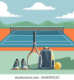 Jogo de esporte tênis quadra bola raquete mochila clube