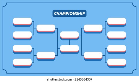 Sport Game Tournament Championship Contest Stage Layout, Double Elimination Bracket Board Chart Vector With Champion Trophy Prize Icon Illustration Background 