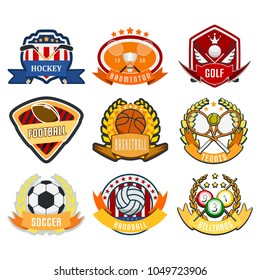 Sport game vector team logo play tournament label champion emblem league competition symbol athletic championship club professional tournament label illustration.