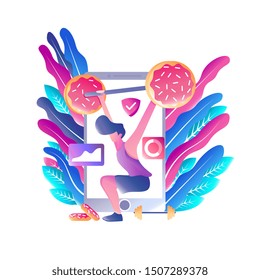 Sport or Game website concept of web page design include trophy vector flat illustration. for website or mobile website