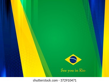 Sport games abstract background in Brazilian colors. Vector graphic brochure design