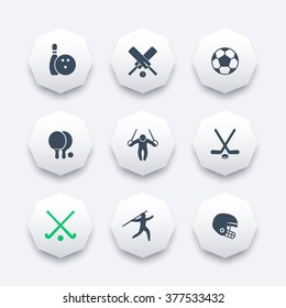 sport, games, competition octagon icons set, vector illustration