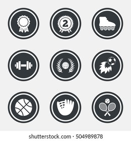 Sport games, fitness icon. Football, volleyball.
