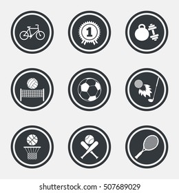 Sport games, fitness icon. Football, basketball.