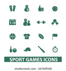 sport, games, fitness isolated web icons, signs, illustrations concept design set, vector