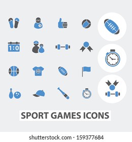 sport, games icons set, vector