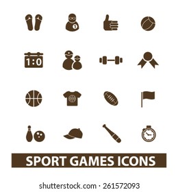 sport, games isolated icons, signs, illustrations collection concept design set for web and application on background, vector