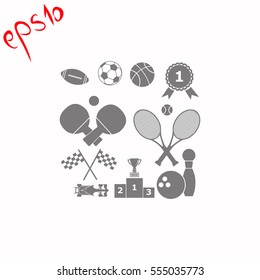 Sport games set grey icon.