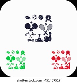 Sport games set Illustration set. Blue, green, red icon.