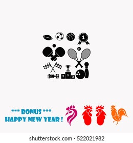 Sport games set vector icon