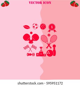 Sport games set vector  icon. Strawberry Background.
