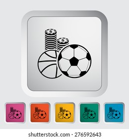 Sport games. Single flat icon on the button. Vector illustration.