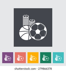 Sport games. Single flat icon on the button. Vector illustration.