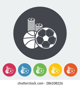 Sport games. Single flat icon on the circle button. Vector illustration.