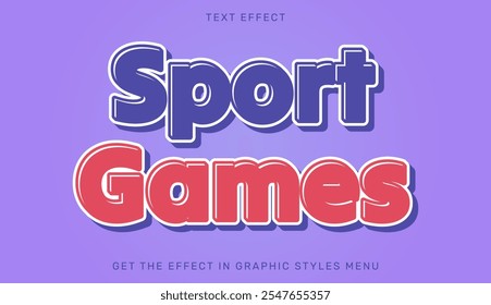Modelo de efeito de texto de jogos de esporte em design 3d