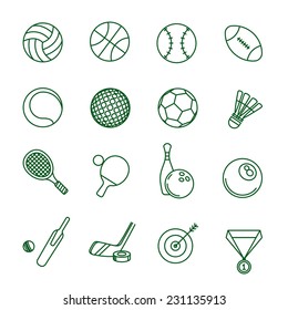 Sport games thin line vector icon set.