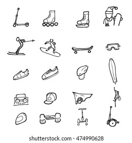 Sport gears cartoon drawing icons