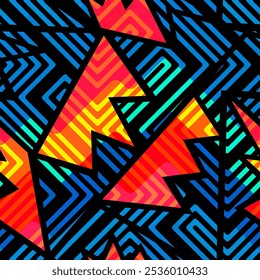 Sport geometric triangles. Seamless pattern