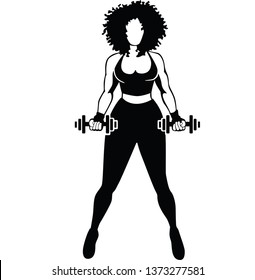 SPORT GIRL WITH AFRO VECTOR BLACK