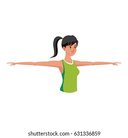 sport girl exercise open arms design