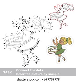 Sport Girl With Hula Hoop. Dot To Dot Educational Game For Kids.