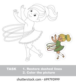 Sport Girl With Hula Hoop. Dot To Dot Educational Game For Kids.
