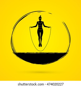 Sport girl jumping rope graphic vector.