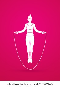 Sport girl jumping rope graphic vector.