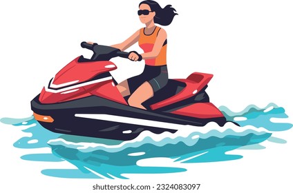 Sport girl play jet ski on the sea