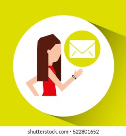 sport girl running with smart watch email icon vector illustration eps 10