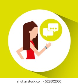 sport girl running with smart watch bubble speech vector illustration eps 10