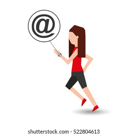 sport girl running with smart watch mail icon vector illustration eps 10