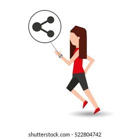 sport girl running with smart watch share icon vector illustration eps 10