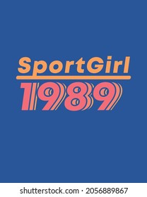 Sport girl shirt print art. vintage style athletic wear.