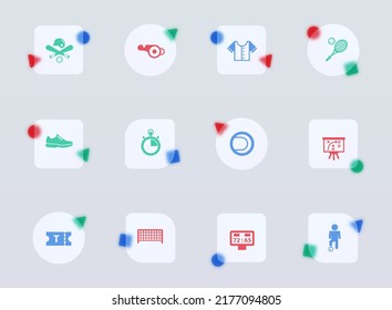 sport glass morphism trendy style icons. sport transparent glass color vector icon with color figures. for web and ui design, mobile apps and promo business advertising