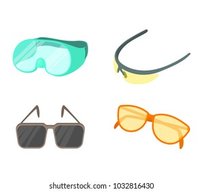 Sport glasses icon set. Cartoon set of sport glasses vector icons for web design isolated on white background