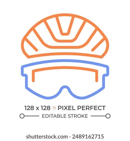 Sport glasses two color line icon. Protective gear for sports activities. Sports safety, protective eyewear bicolor outline symbol. Duotone linear pictogram. Isolated illustration. Editable stroke