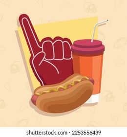 sport glove and fast food icons