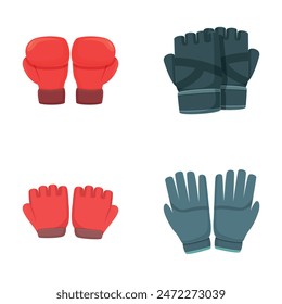 Sport glove icons set cartoon vector. Glove for different sport. Training accessory