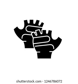 Sport gloves black icon, vector sign on isolated background. Sport gloves concept symbol, illustration 