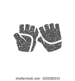 Sport gloves icon in grunge texture. Vintage style vector illustration.