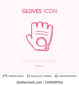 Sport gloves icon isolated on white. Sports equipment vector logo. Modern pictogram for web graphics