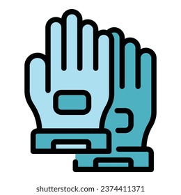 Sport gloves icon outline vector. Hand snow. Glove safety color flat