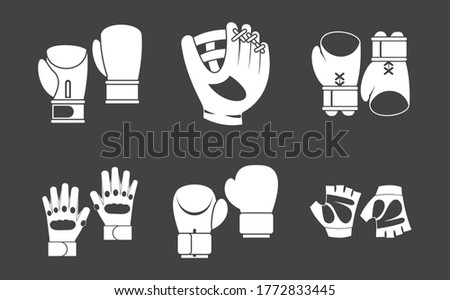 Sport gloves icon set vector white isolated on grey background