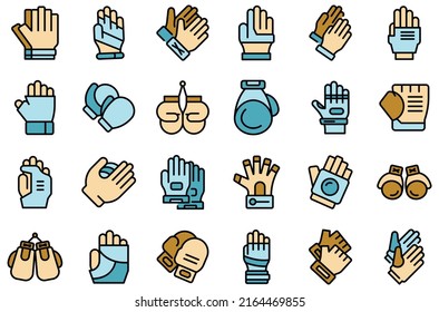 Sport gloves icons set outline vector. Fingers sport. Winter glove